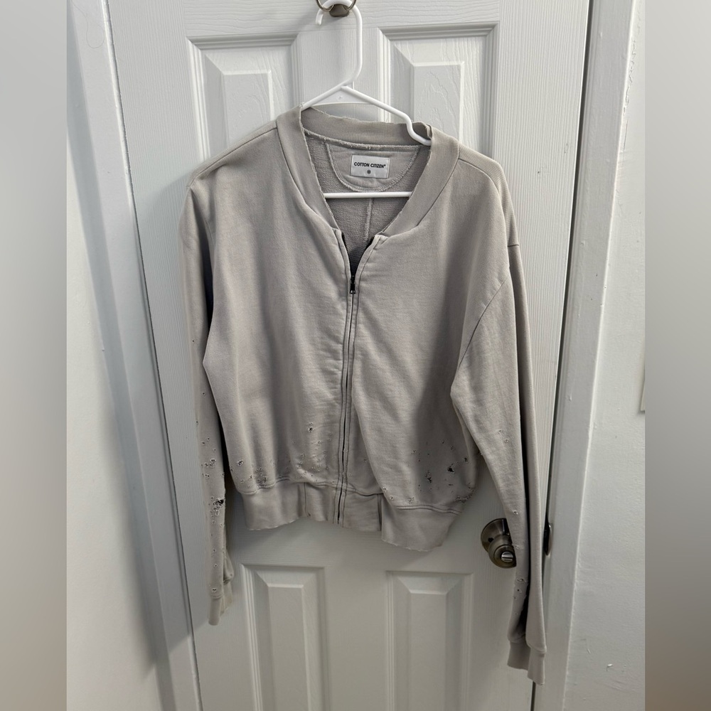 Cotton Citizen Gray Bomber Jacket with Ribbed Waistband